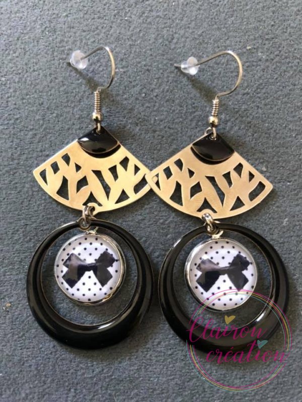Boucles EMMA Argentées motif Nœud Papillon