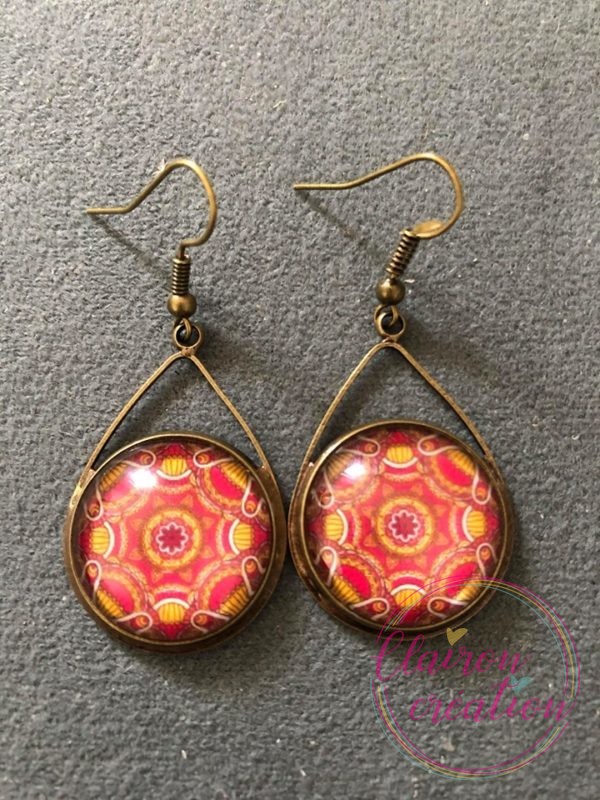 Boucles Mandala Jaune Rouge