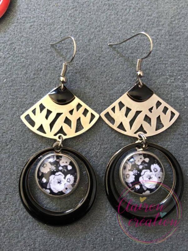 Boucles EMMA Argentées motif Fleurs