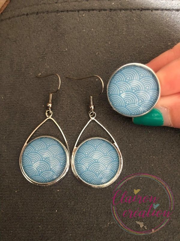 Parure Eventails Bleu Ciel