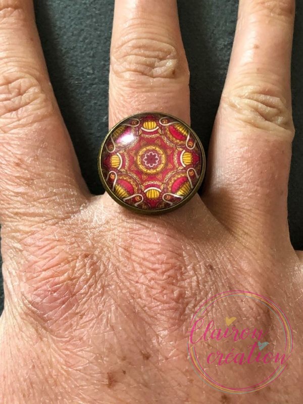 Bague Mandala jaune Rouge