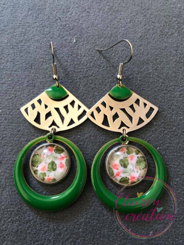Boucles EMMA Argentées motif Nature