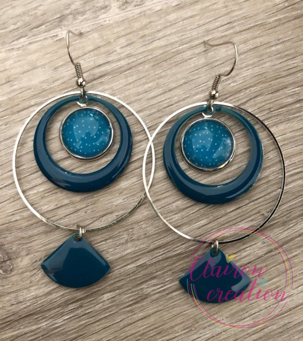Boucles EVIE Créole Bleu Canard (8)