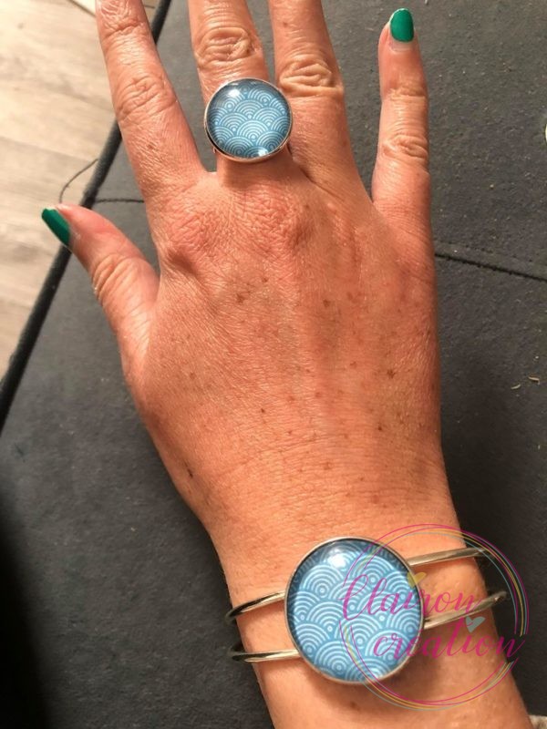 Parure Eventails Bleu Ciel