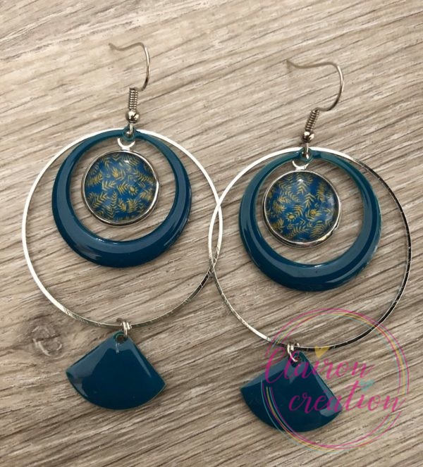 Boucles EVIE Créole Bleu Canard (4)