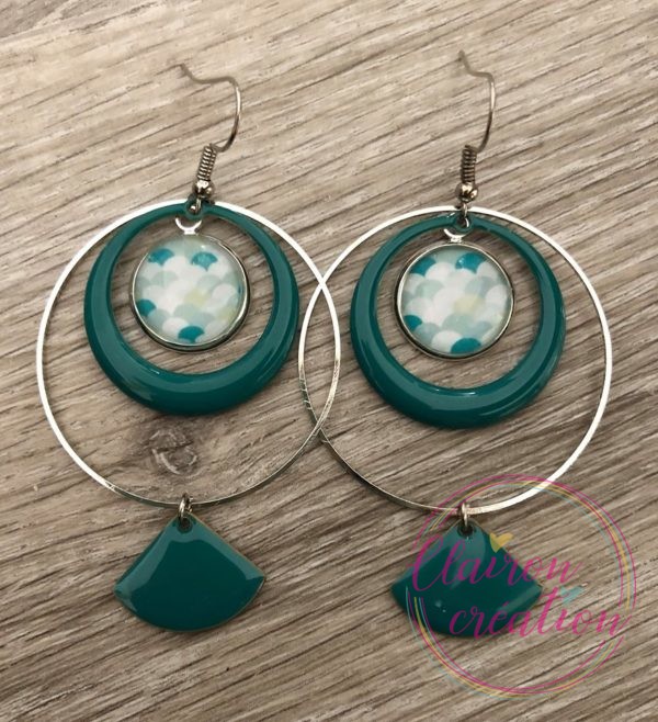 Boucles EVIE Créole Bleu Vert (3)