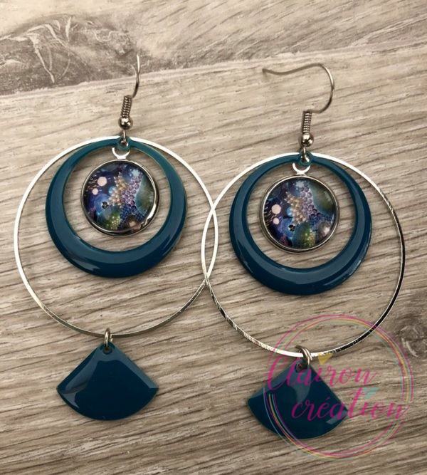 Boucles EVIE Créole Bleu Canard (2)
