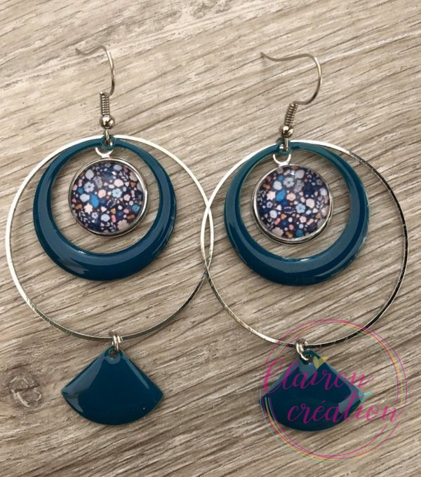 Boucles EVIE Créole Bleu Canard (9)