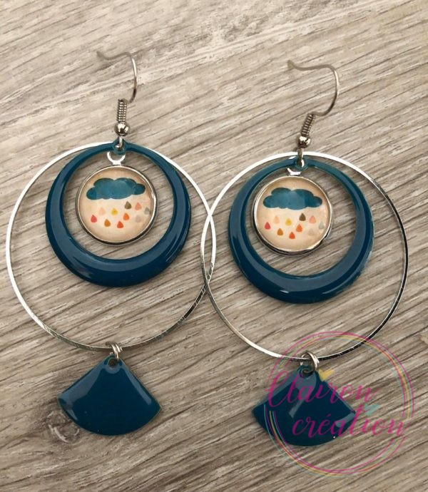 Boucles EVIE Créole Bleu Canard (6)