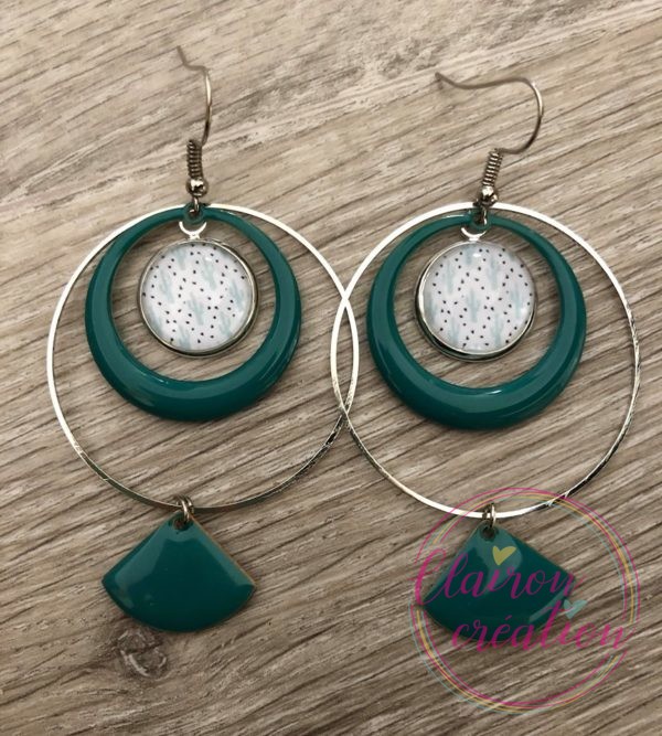 Boucles EVIE Créole Bleu Vert (5)