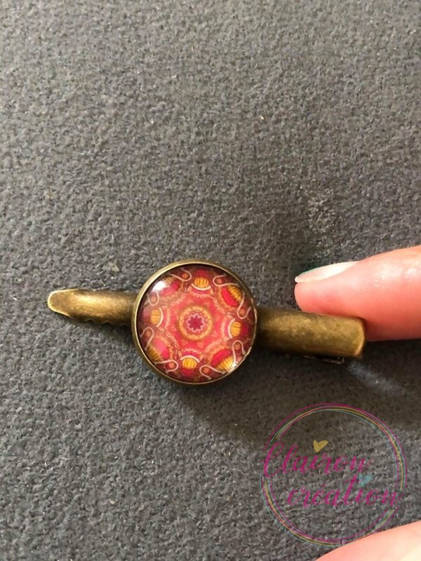 Barrette Mandala jaune Rouge