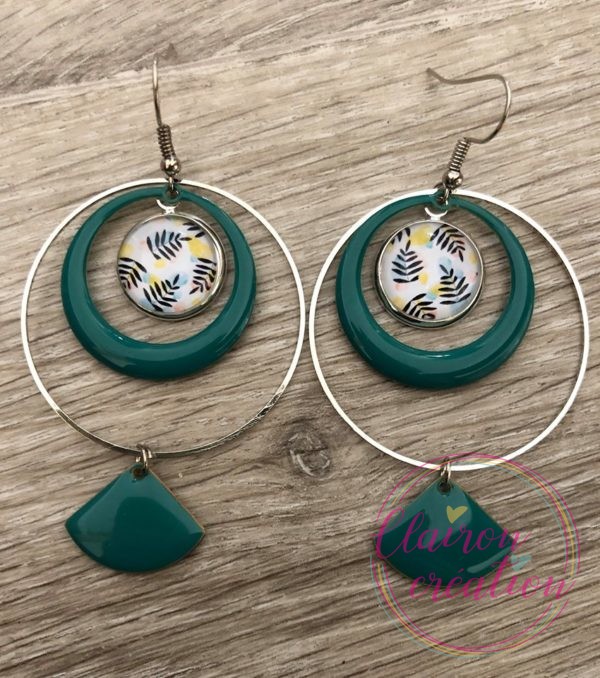 Boucles EVIE Créole Bleu Vert (1)
