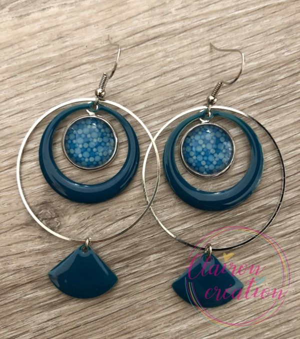 Boucles EVIE Créole Bleu Canard (1)