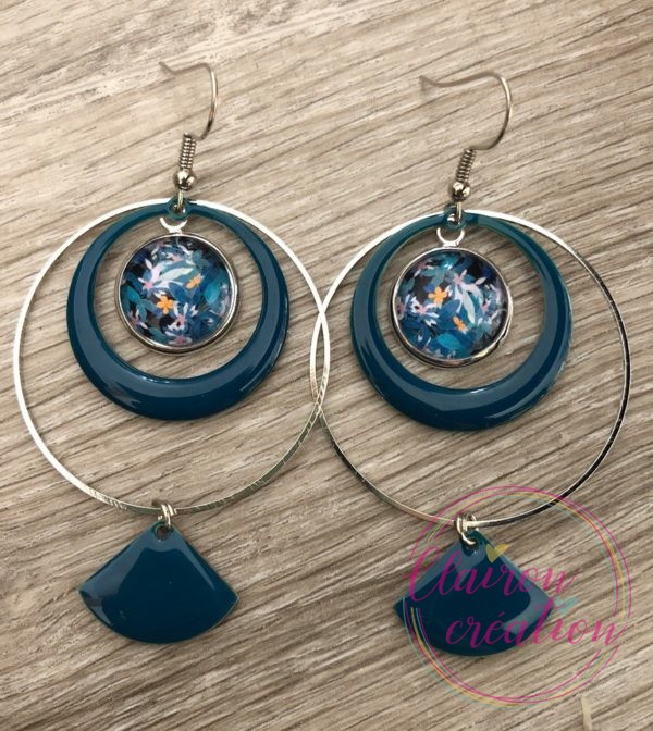 Boucles EVIE Créole Bleu Canard (5)