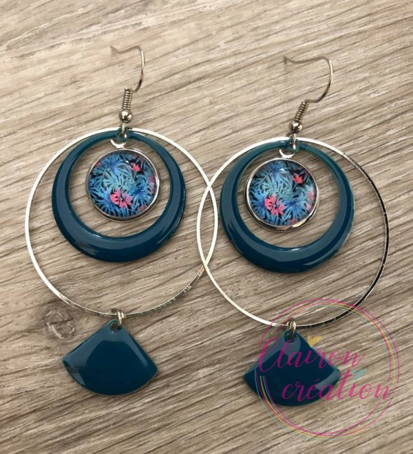 Boucles EVIE Créole Bleu Canard (7)