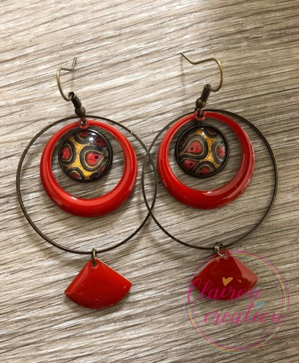 Boucles EVIE Créole Rouge (4)