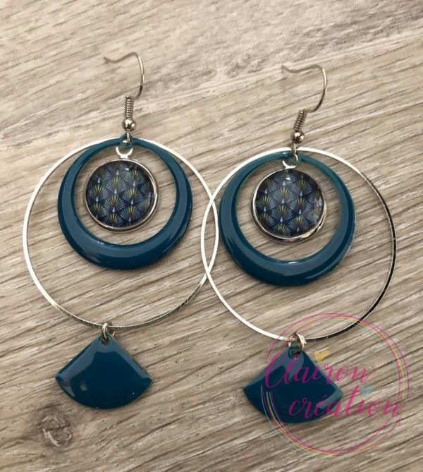 Boucles EVIE Créole Bleu Canard (10)