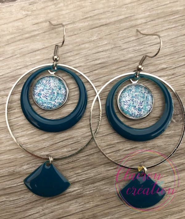 Boucles EVIE Créole Bleu Canard (3)