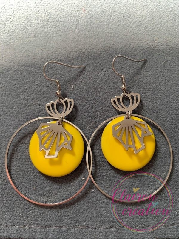 Boucles Argentées LISE Sequin Jaune