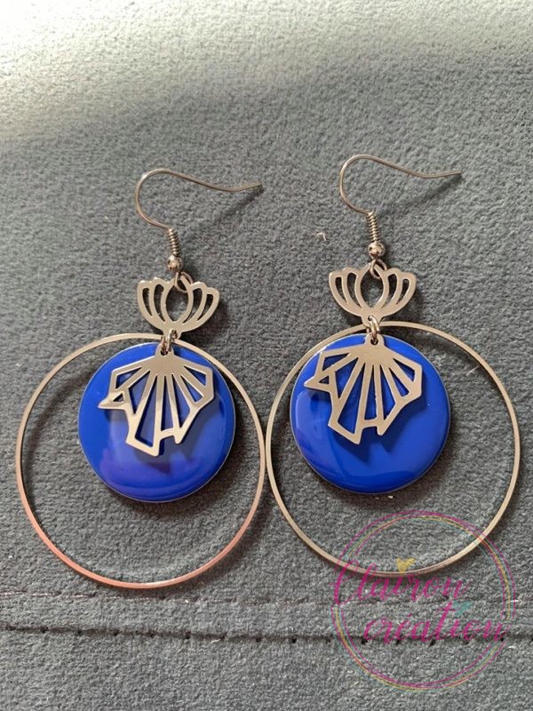 Boucles Argentées LISE Sequin Bleu