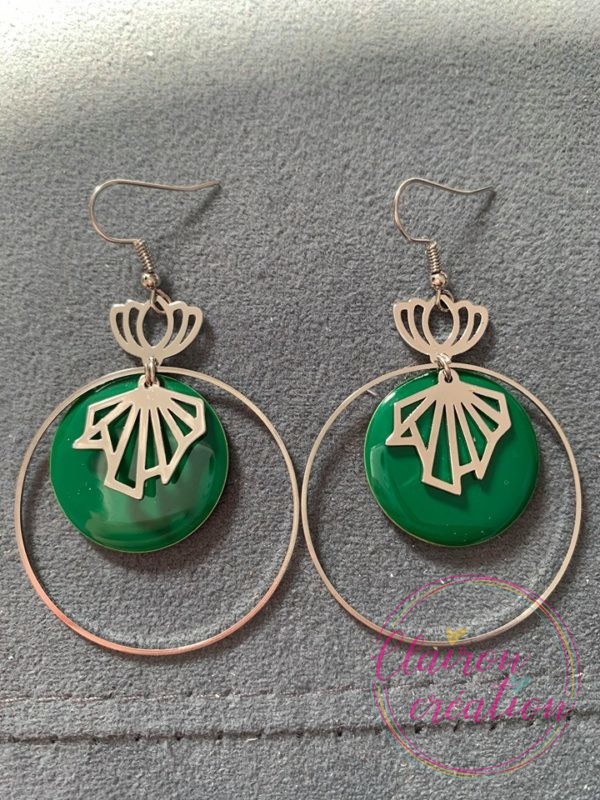 Boucles Argentées LISE Sequin Vert