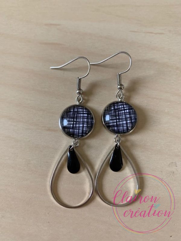 Boucles pendantes Noir et Blanc