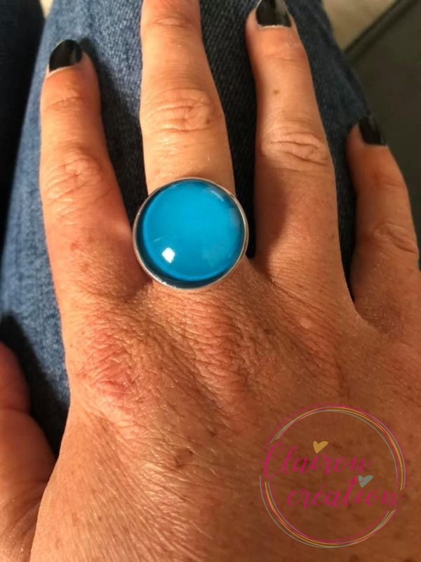 Bague Bleu Ciel Argentée