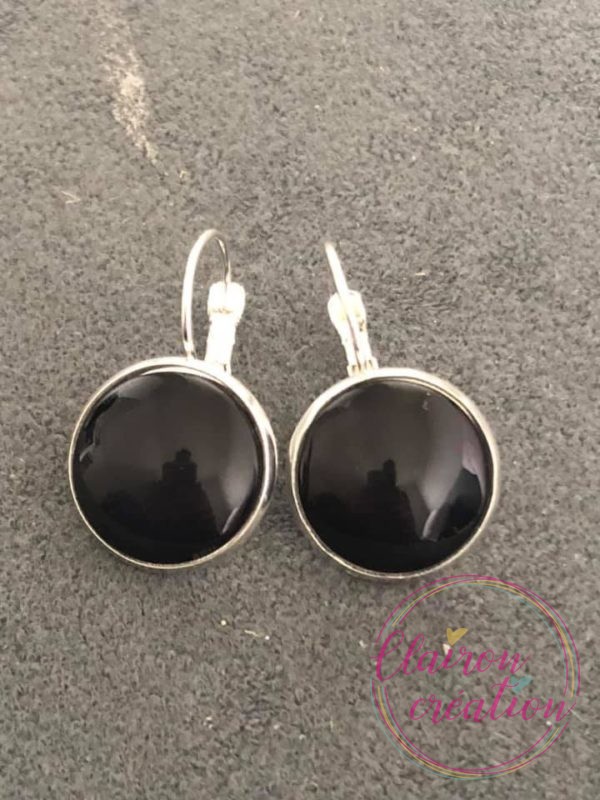 Boucles dormeuses Noir Argentées