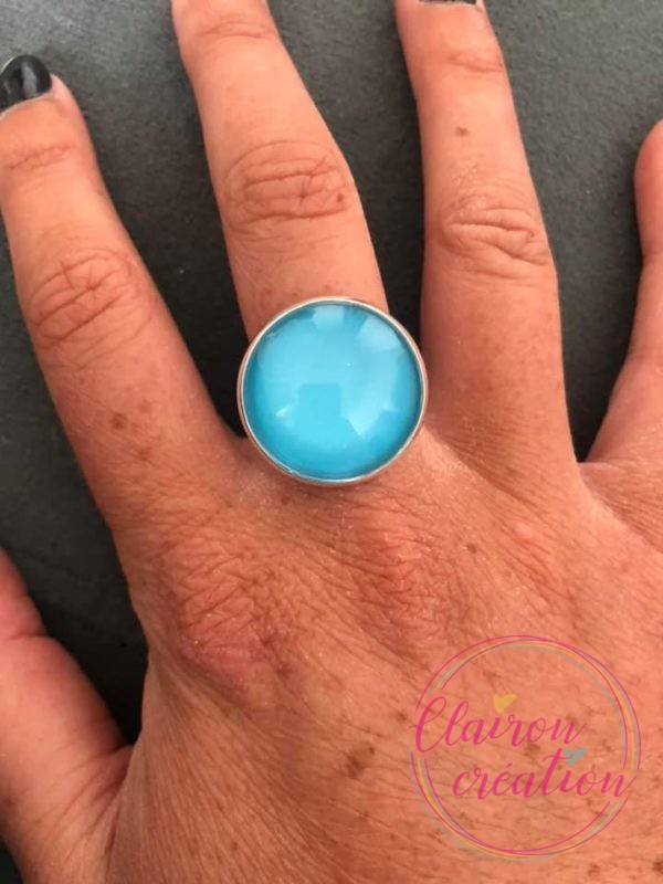 Bague Bleu Clair Argentée