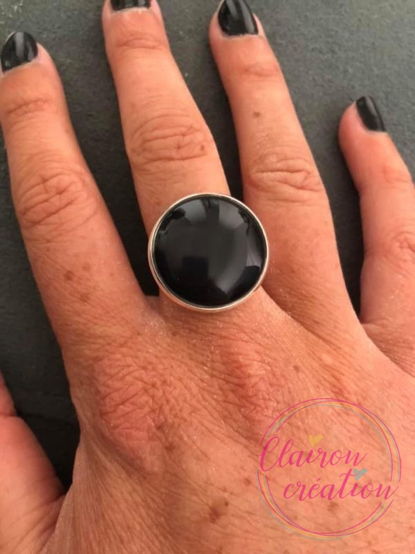 Bague Noir Argentée