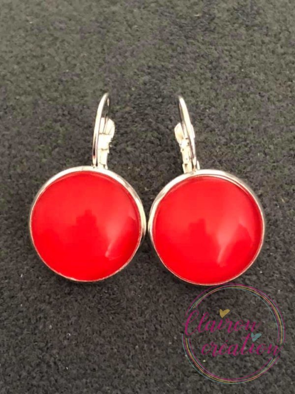 Boucles dormeuses Rouge Argentées