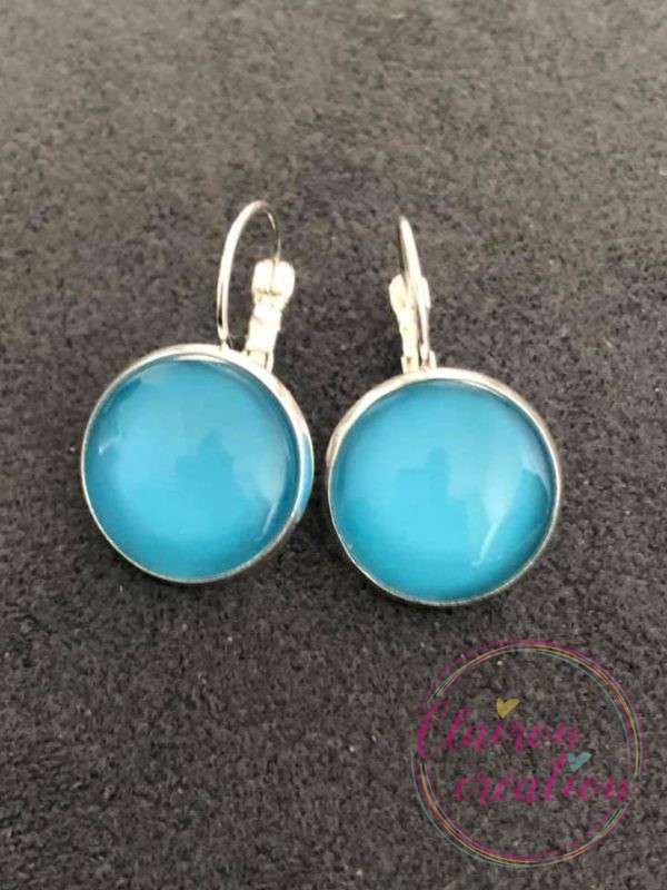Boucles dormeuses Bleu Ciel Argentées