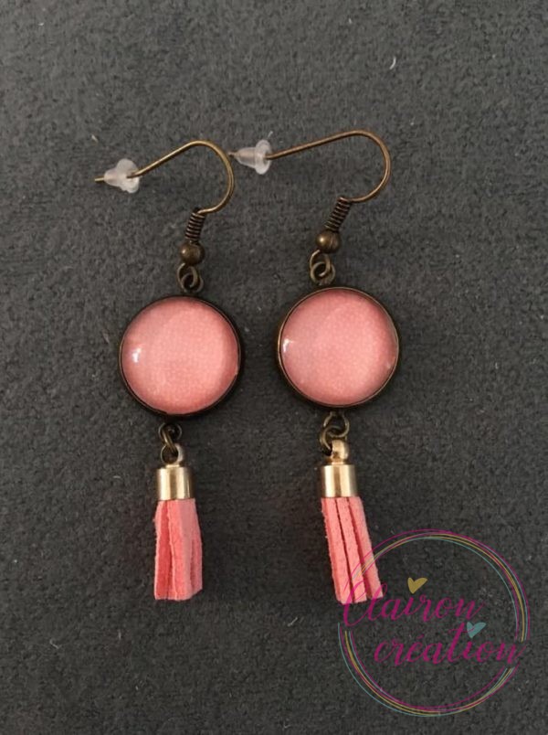 Boucles pompon Rose