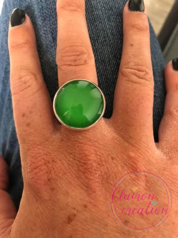 Bague Vert Argentée