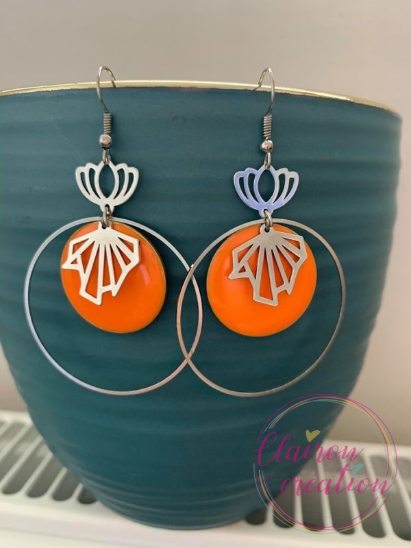 Boucles Argentées LISE Sequin Orange