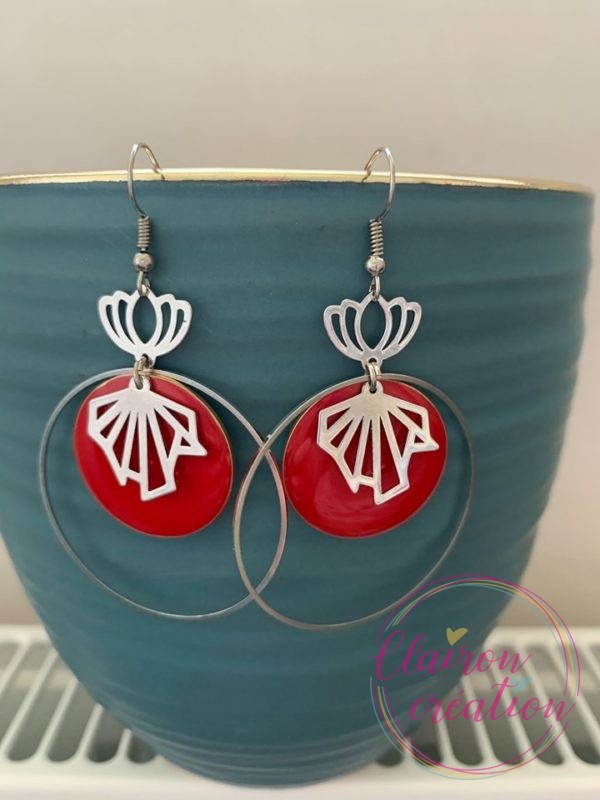 Boucles Argentées LISE Sequin Rouge