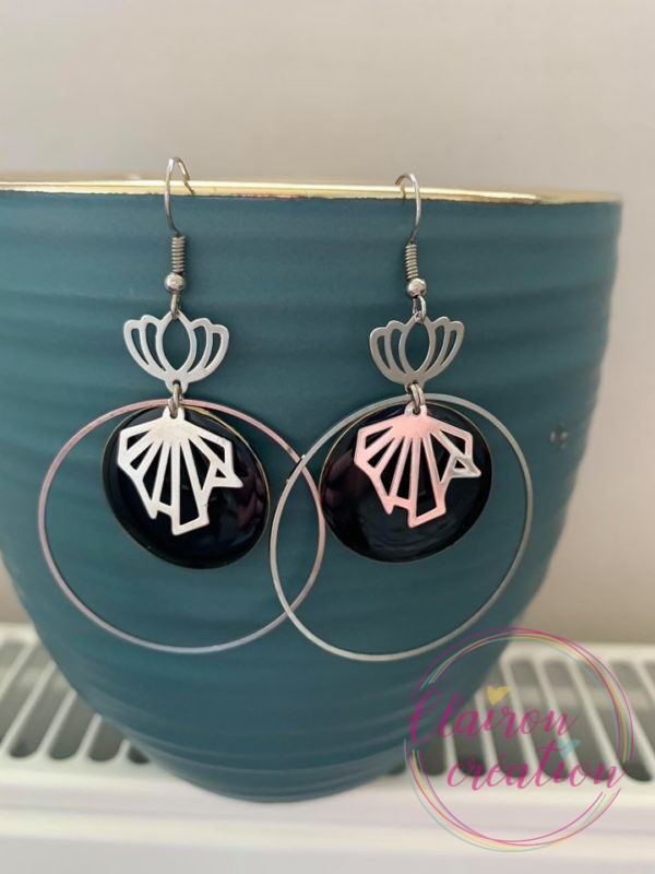 Boucles Argentées LISE Sequin Noir