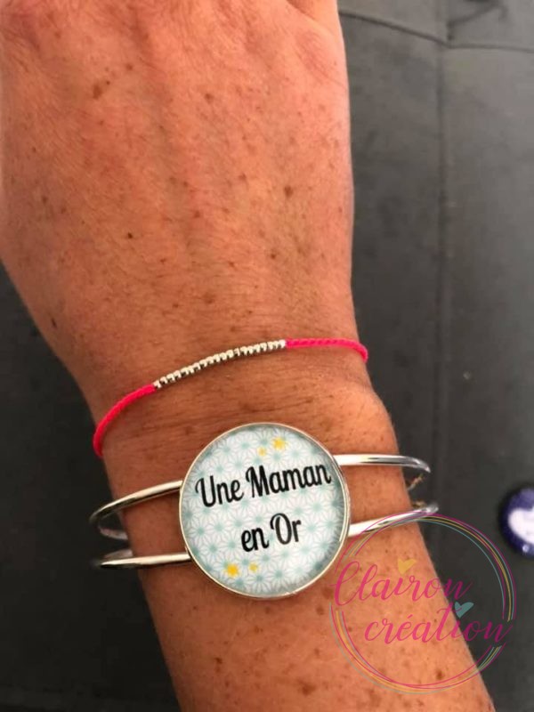 Bracelet Manchette une maman en Or