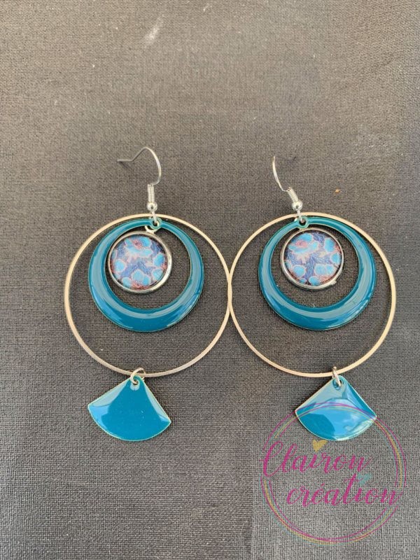 Boucles EVIE Créole Bleu Canard (11)