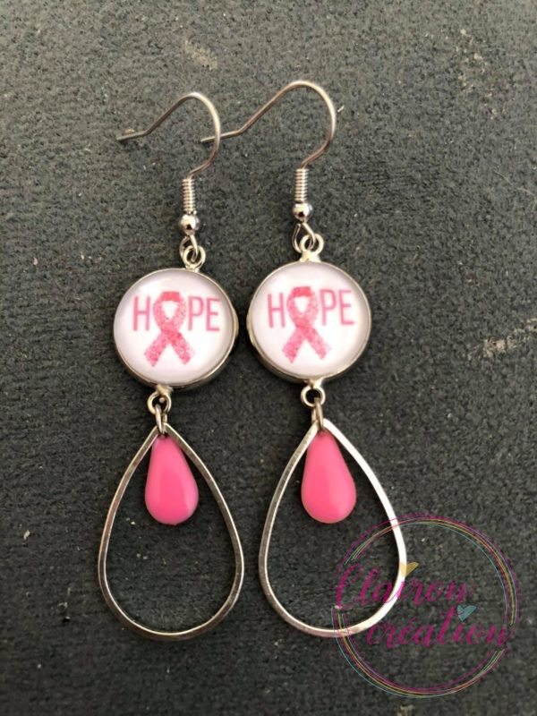 🎀 Octobre Rose 🎀  Boucles Gouttes Hope