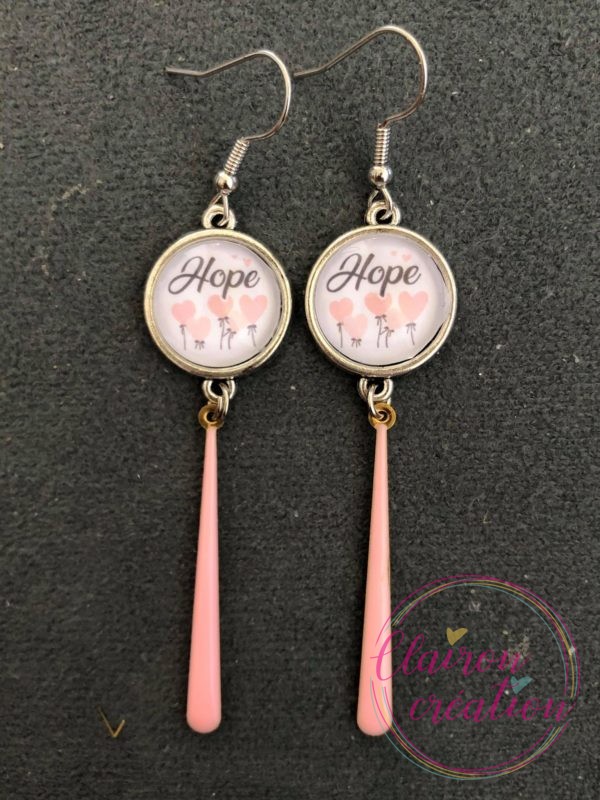🎀 Octobre Rose 🎀  Boucles Bâtonnets Hope
