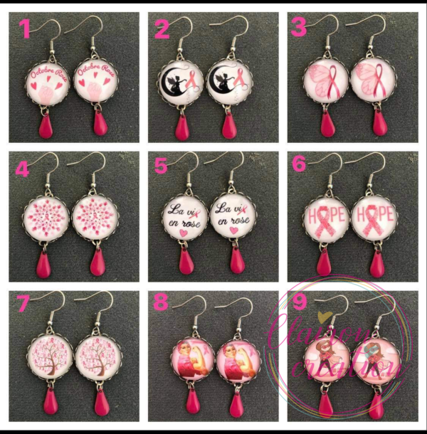 🎀 Octobre Rose 🎀  Boucles au choix