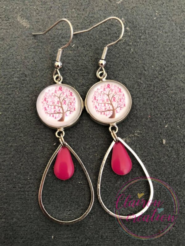 🎀 Octobre Rose 🎀  Boucles Gouttes Arbre