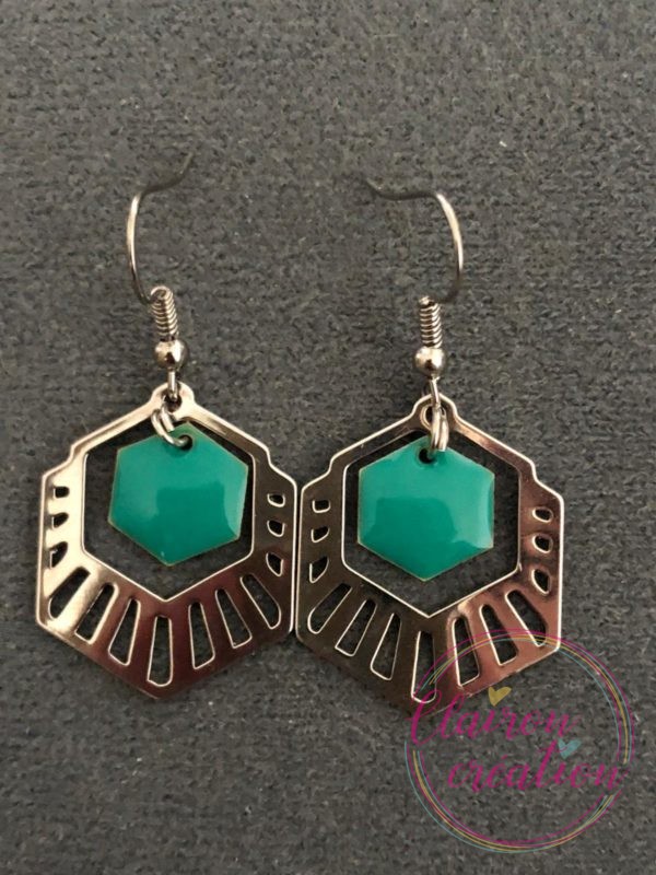 Boucles Argentées Hexagonale (13)
