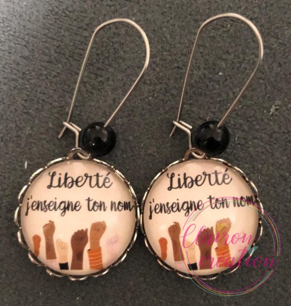 Boucles pendantes Liberté j'enseigne ton nom