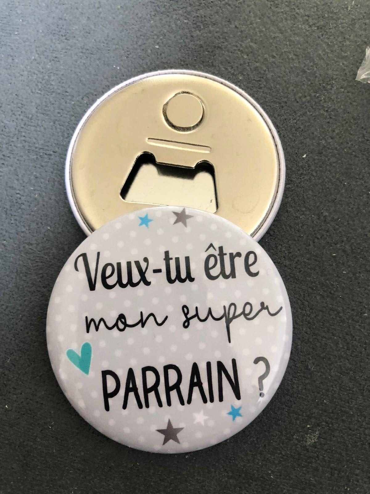 Coffret Demande Parrain Original - Décapsuleur Gravé, Carte à Gratter, Dessous De Verre Liège