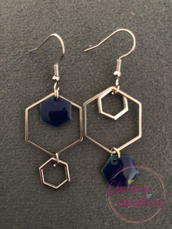 Boucles Argentées Hexagonale (25)