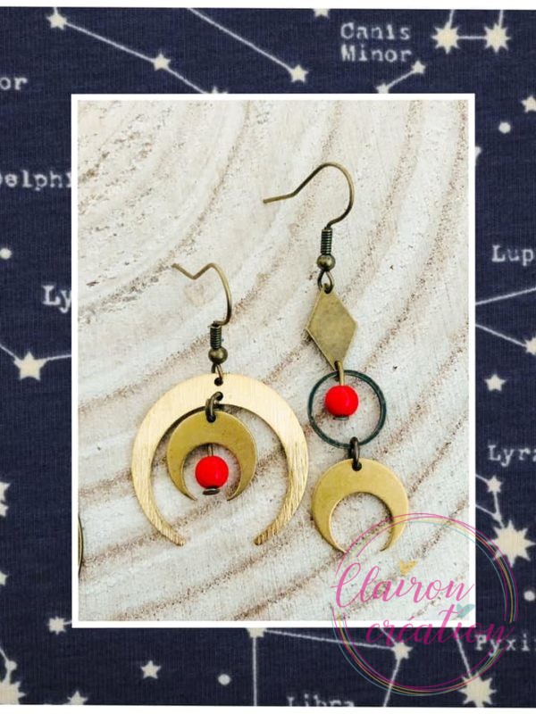 Boucles Dépareillées Lune Cosmos
