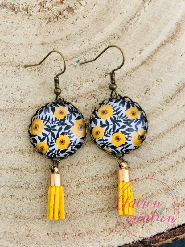 Boucles pompon Fleurs