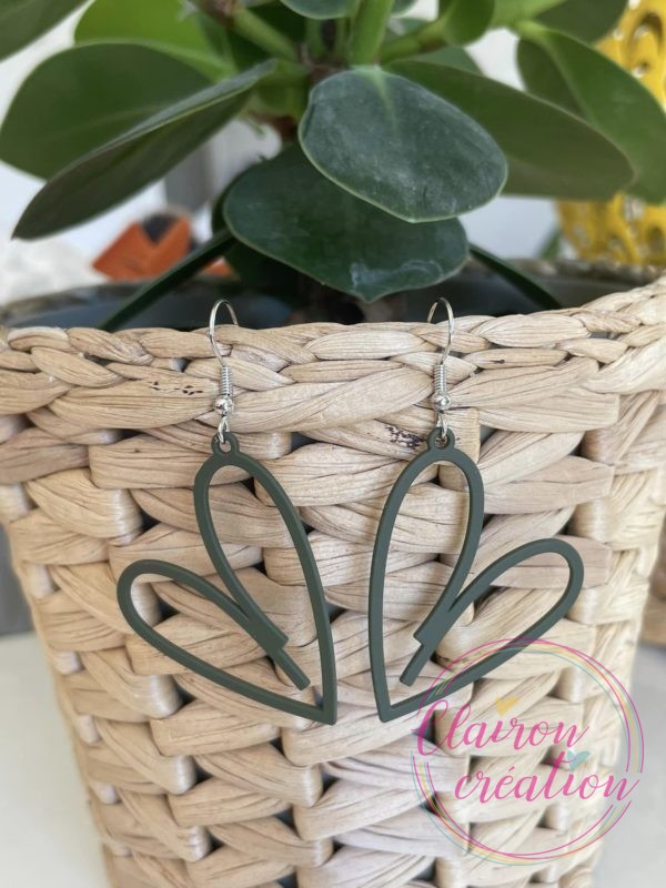 Boucles Coeurs Kaki